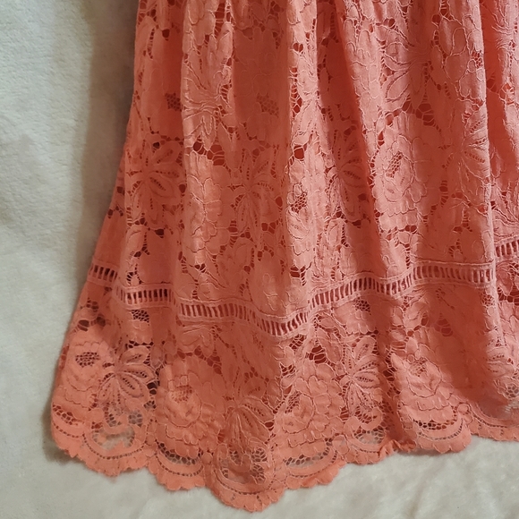 Like NEW Pretty Peach Allover Lace Sleeveless Dress Sz L Xhilaration - Picture 7 of 13